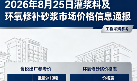 虹口2026年8月25日灌浆料及环氧修补砂浆市场价格信息通报